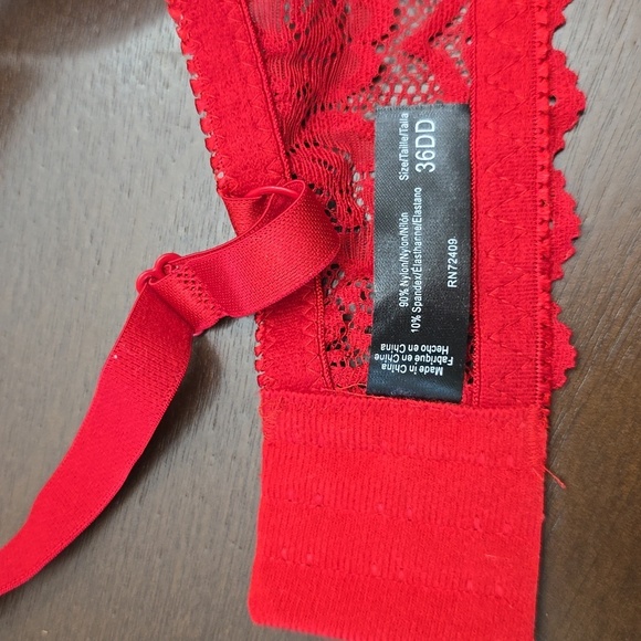 RENE ROFE Elegant Red Lace Bra 36DD new - Picture 5 of 5